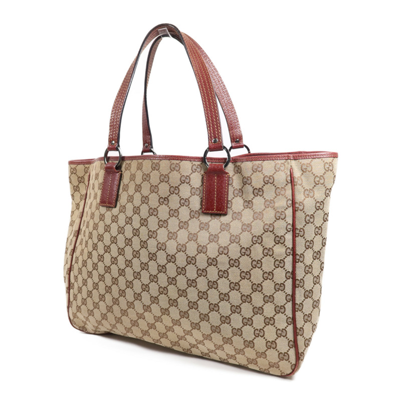 GUCCI 帆布Tote Bag銀扣肩背袋-2