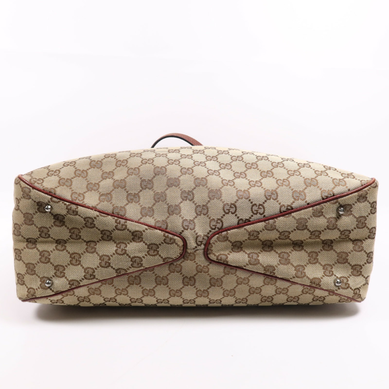 GUCCI 帆布Tote Bag銀扣肩背袋-3