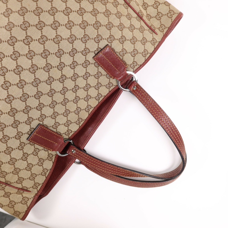 GUCCI 帆布Tote Bag銀扣肩背袋-7