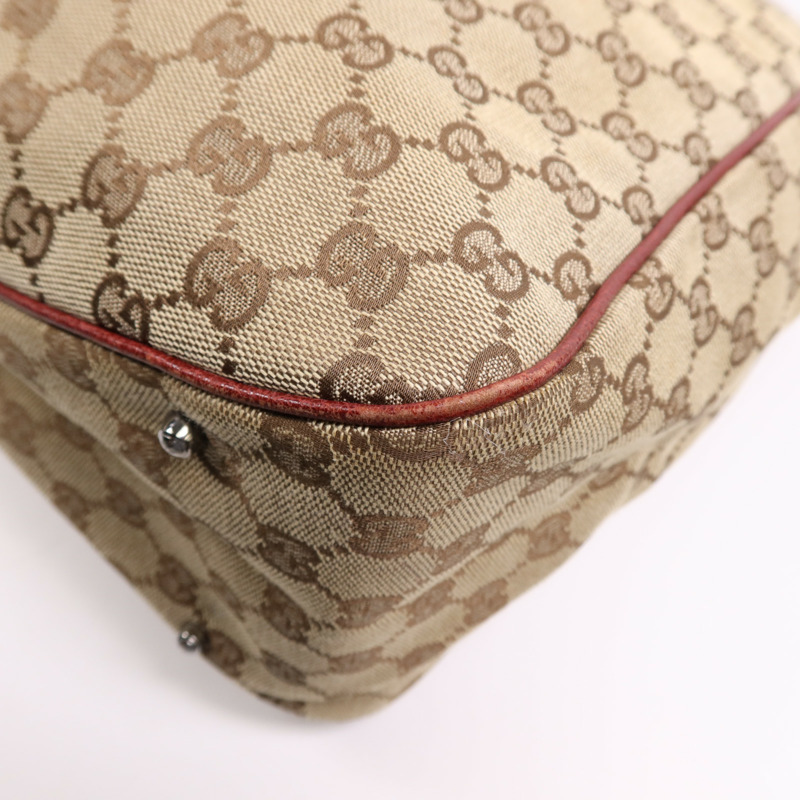 GUCCI 帆布Tote Bag銀扣肩背袋-9