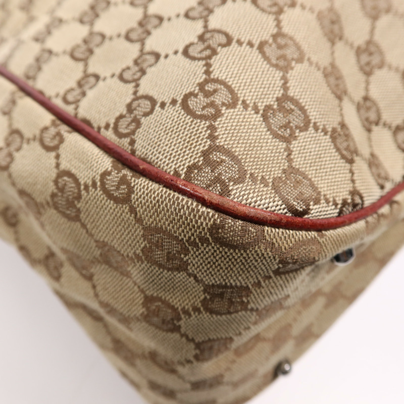 GUCCI 帆布Tote Bag銀扣肩背袋-10