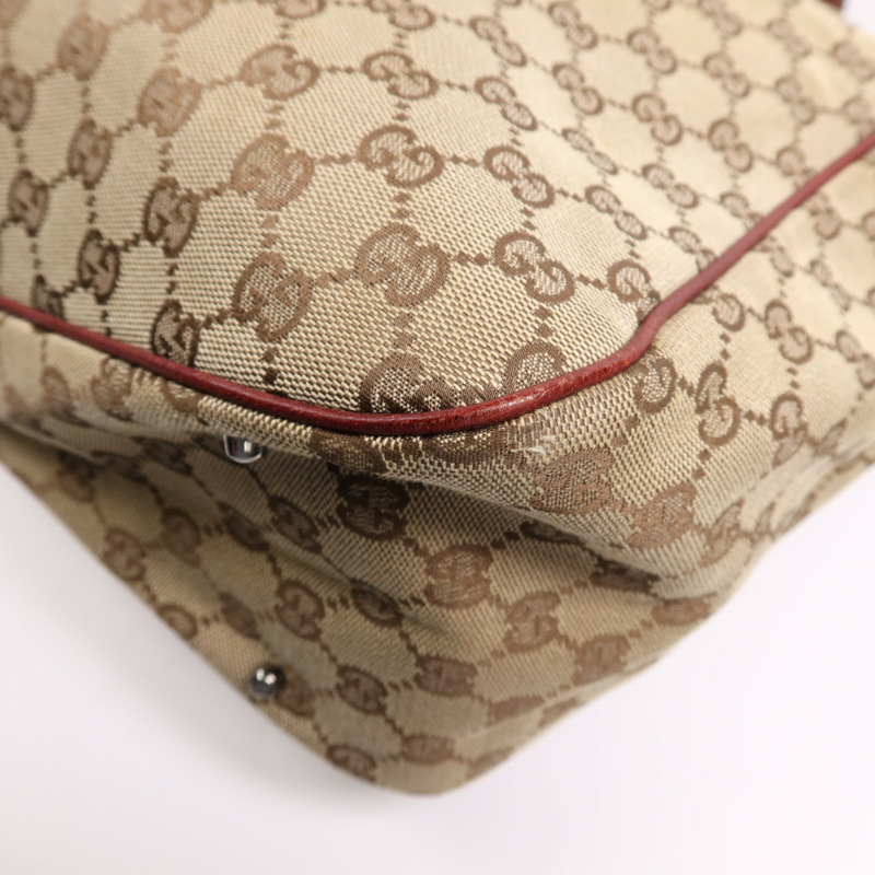 GUCCI 帆布Tote Bag銀扣肩背袋-11