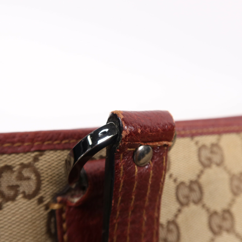 GUCCI 帆布Tote Bag銀扣肩背袋-17