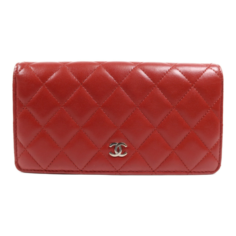 CHANEL 羊皮皮革Long Wallet銀扣長錢包-0