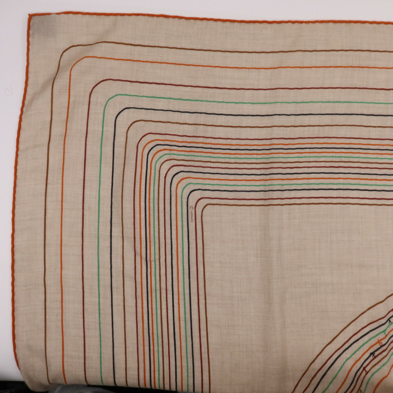 HERMES 羊絨/絲質Scarf 140X140絲巾Multicolor-1