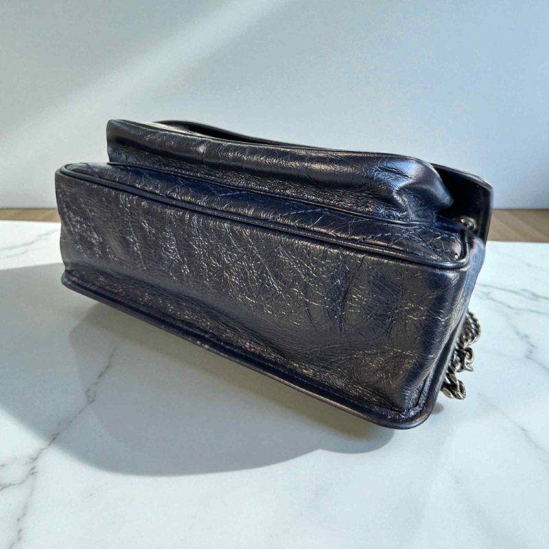 YSL 小牛皮NIKI鏈包 中款 深藍色-3