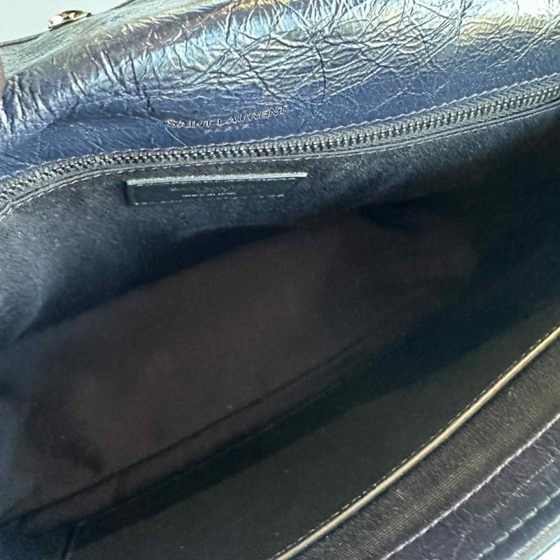 YSL 小牛皮NIKI鏈包 中款 深藍色-4