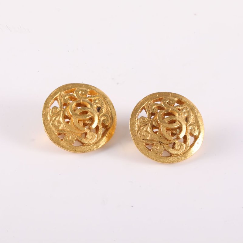 CHANEL 合金95A中古鏤空捕夢網耳夾耳環-1