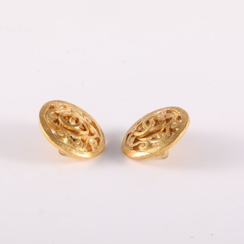 CHANEL 合金95A中古鏤空捕夢網耳夾耳環-2