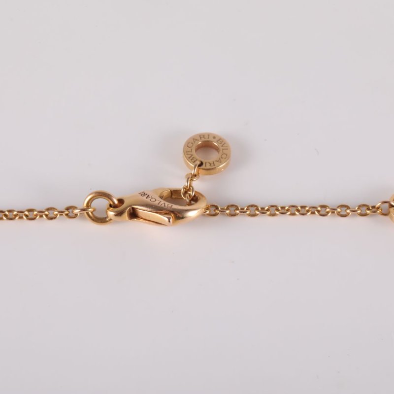 BVLGARI PARENTESI迴紋針滿鑽18k金回轉項鏈18K玫瑰金/鑽石項鏈玫瑰金項鍊-4