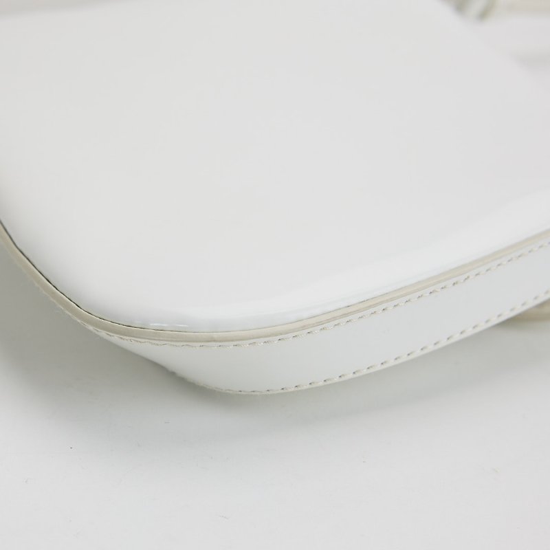 二手Prada cleo mini 白色/亮面牛皮-13