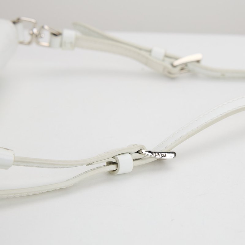 二手Prada cleo mini 白色/亮面牛皮-15