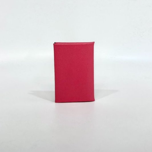 Hermes 8W杜鵑粉山羊皮calvi零錢卡包-3