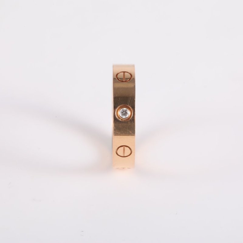 Cartier LOVE18K金單鑽窄版戒指18K玫瑰金/鑽石50玫瑰金18K戒指-1