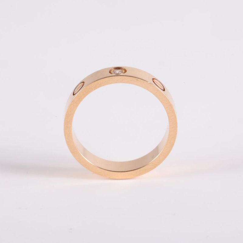 Cartier LOVE18K金單鑽窄版戒指18K玫瑰金/鑽石50玫瑰金18K戒指-2