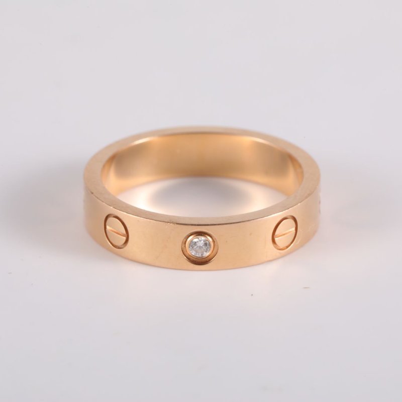 Cartier LOVE18K金單鑽窄版戒指18K玫瑰金/鑽石50玫瑰金18K戒指-3