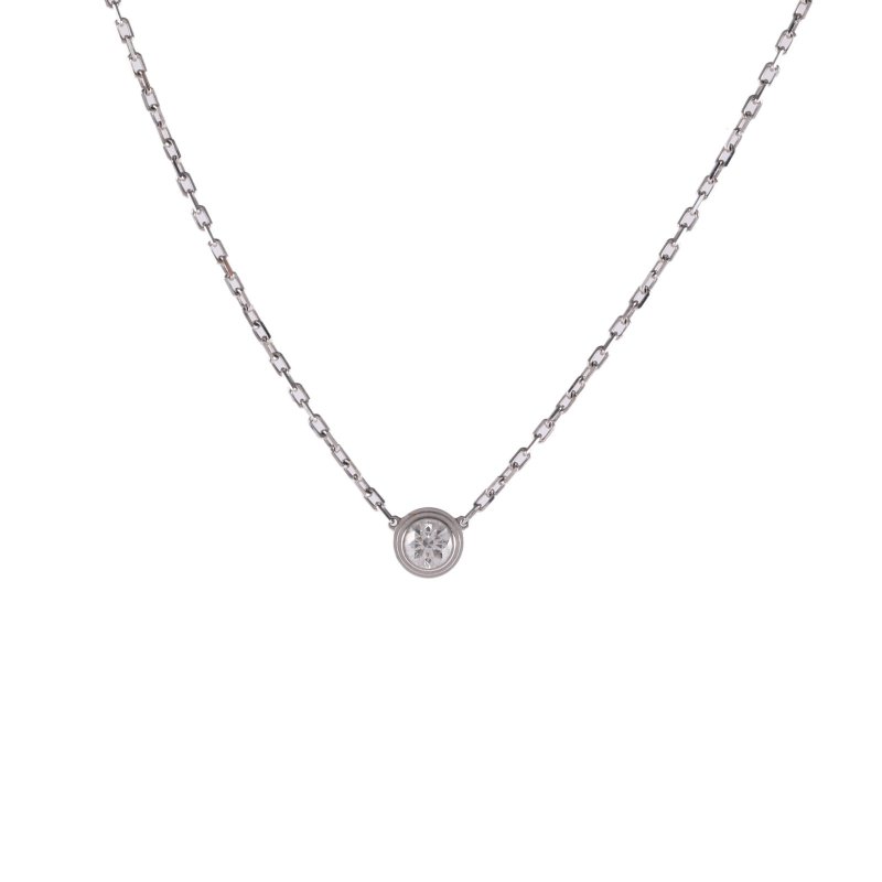 Cartier 18K白金鑽石白金CARTIERD'AMOUR18K金單鑽19分大號款項鏈18K/項鍊-0