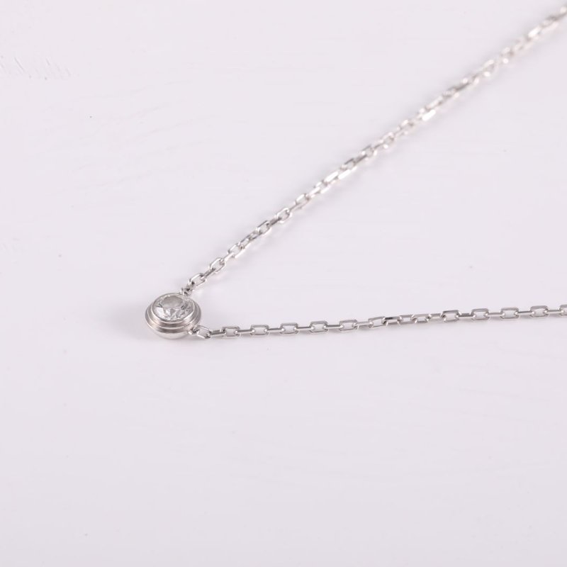 Cartier 18K白金鑽石白金CARTIERD'AMOUR18K金單鑽19分大號款項鏈18K/項鍊-1