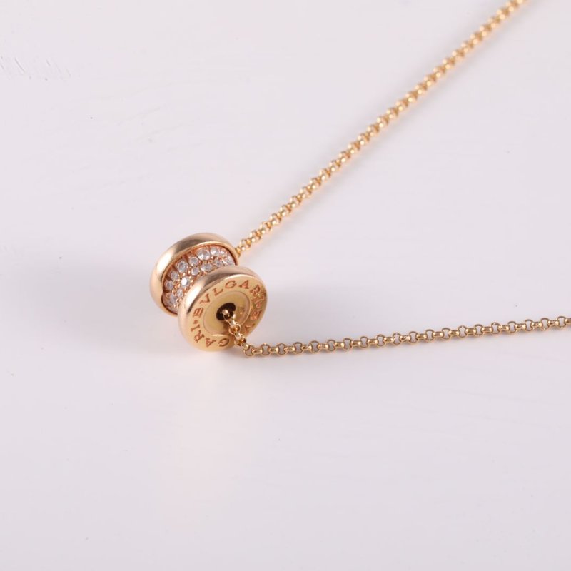 BVLGARI B.ZERO1小蠻腰項鏈滿鑽18K玫瑰金/鑽石項鏈玫瑰金鑽石/18K項鍊-1