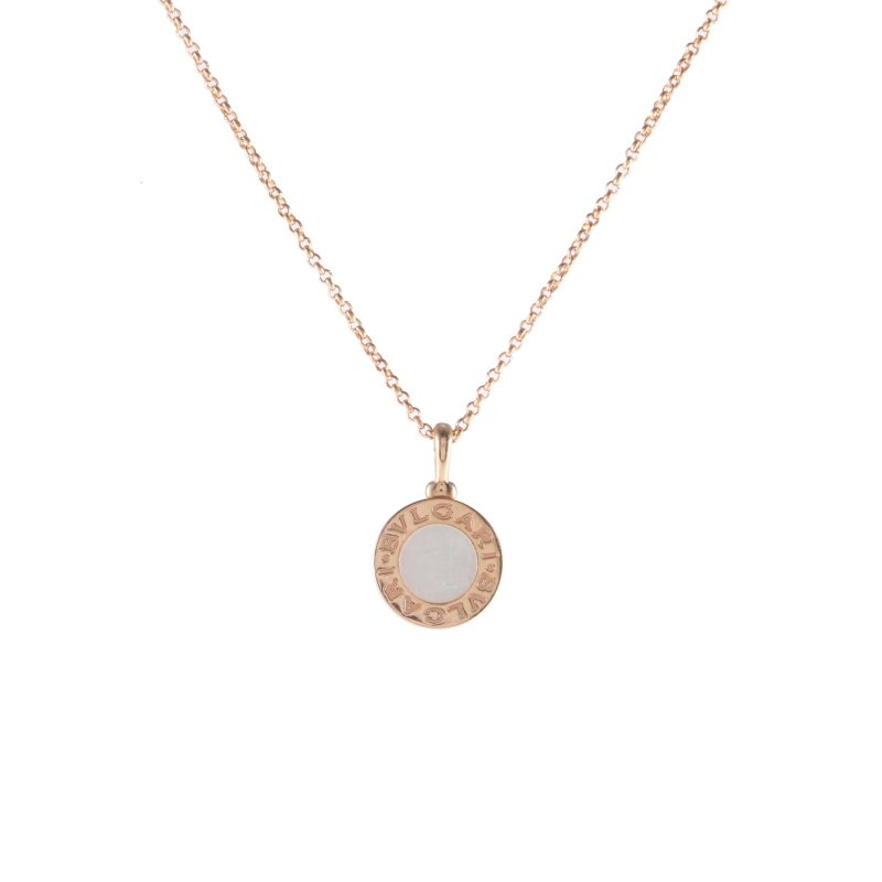 BVLGARI BVLGARIBVLGARI雙面白貝母小圓餅18K玫瑰金/白貝母項鏈玫瑰金項鍊-0