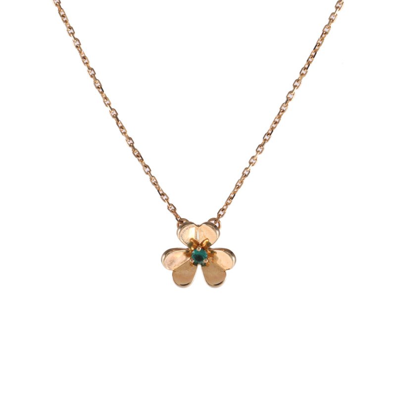 Van Cleef & Arpels Frivole花朵項鏈迷你單鑽18K黃金項鏈黃金鑽石項鍊-0