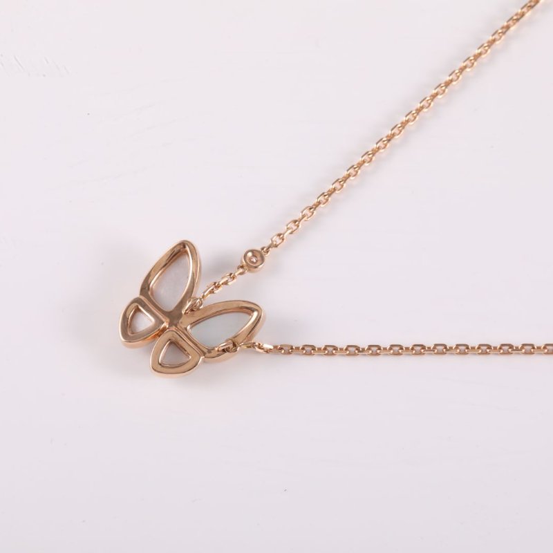 Van Cleef & Arpels TwoButterfly蝴蝶項鏈二鑽18K玫瑰金/鑽石/白貝母項鏈玫瑰金鑽石/18K/白貝母項鍊-2