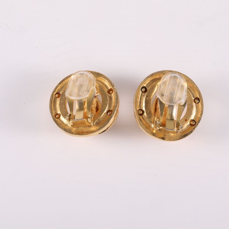 CHANEL 合金中古鳥籠素金耳夾耳環-3