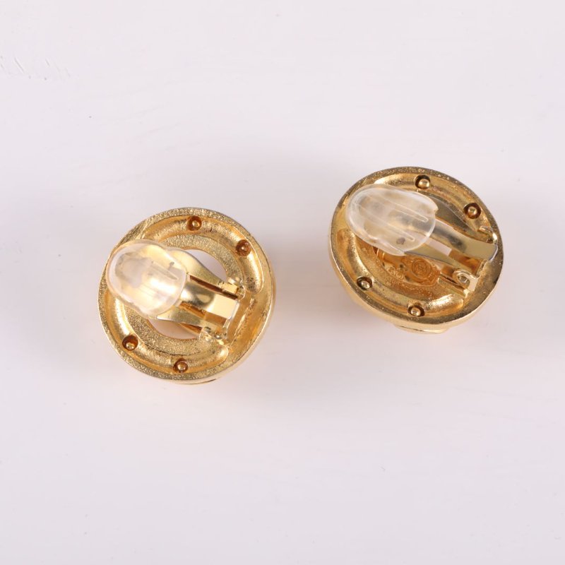 CHANEL 合金中古鳥籠素金耳夾耳環-4