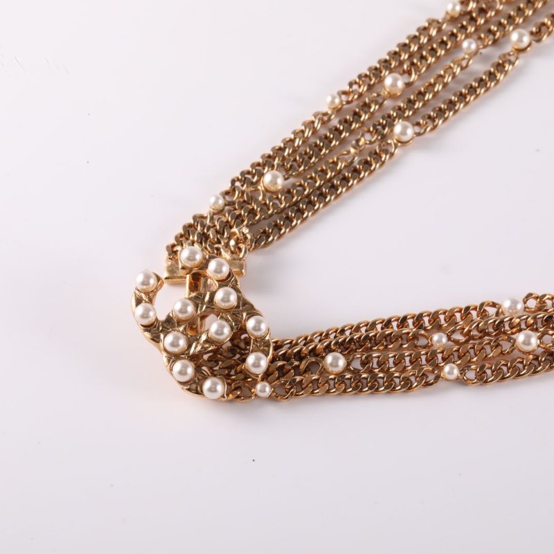 CHANEL 合金雙C珍珠多層項鏈項鍊-1