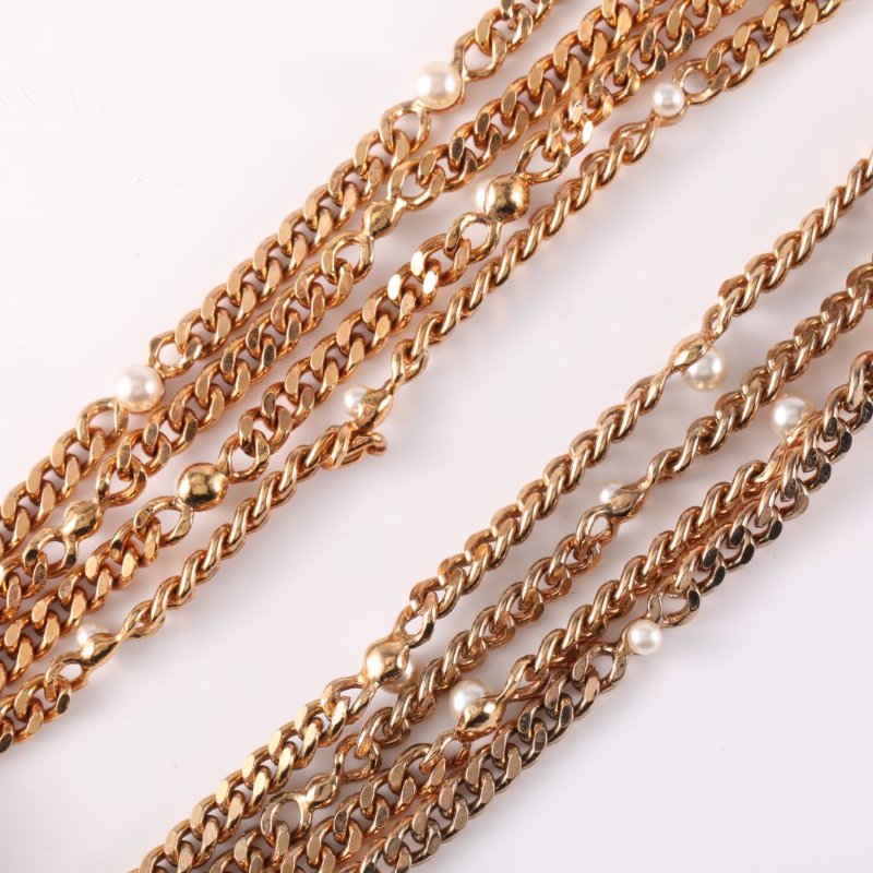 CHANEL 合金雙C珍珠多層項鏈項鍊-3