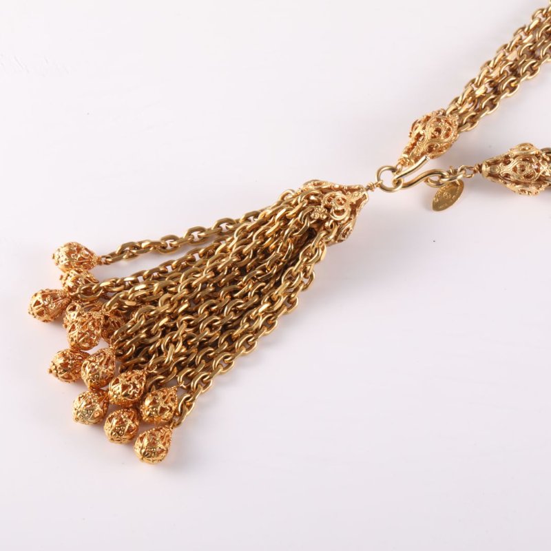 CHANEL 合金中古流蘇長項鏈項鍊-1