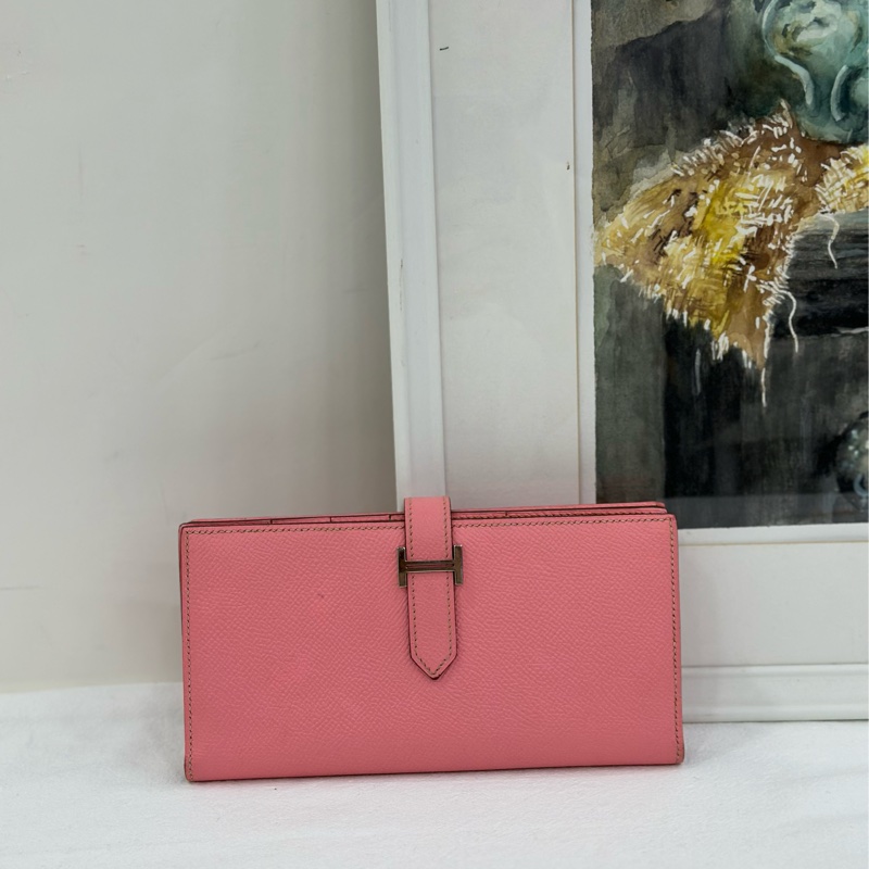 Hermes Bearn長款錢包 粉色-1