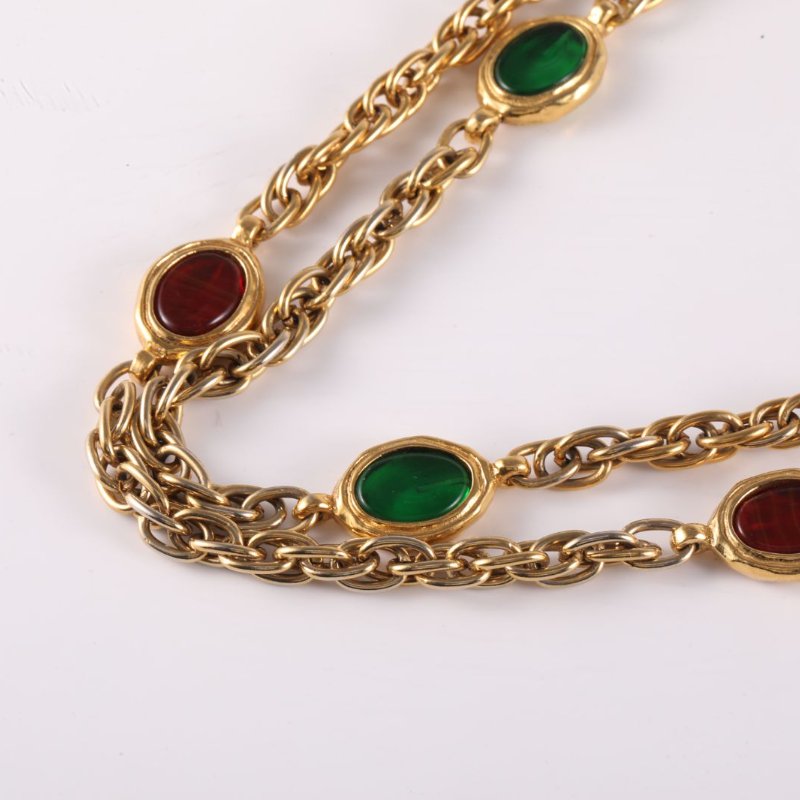 CHANEL 合金93P中古彩色琉璃印章項鏈項鍊-1