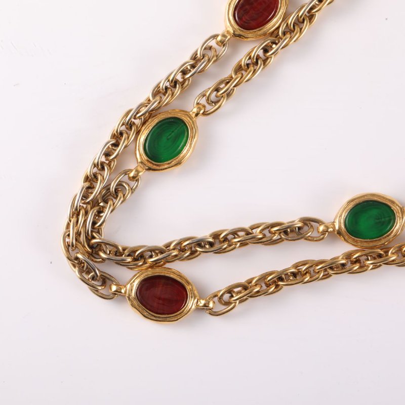 CHANEL 合金93P中古彩色琉璃印章項鏈項鍊-2