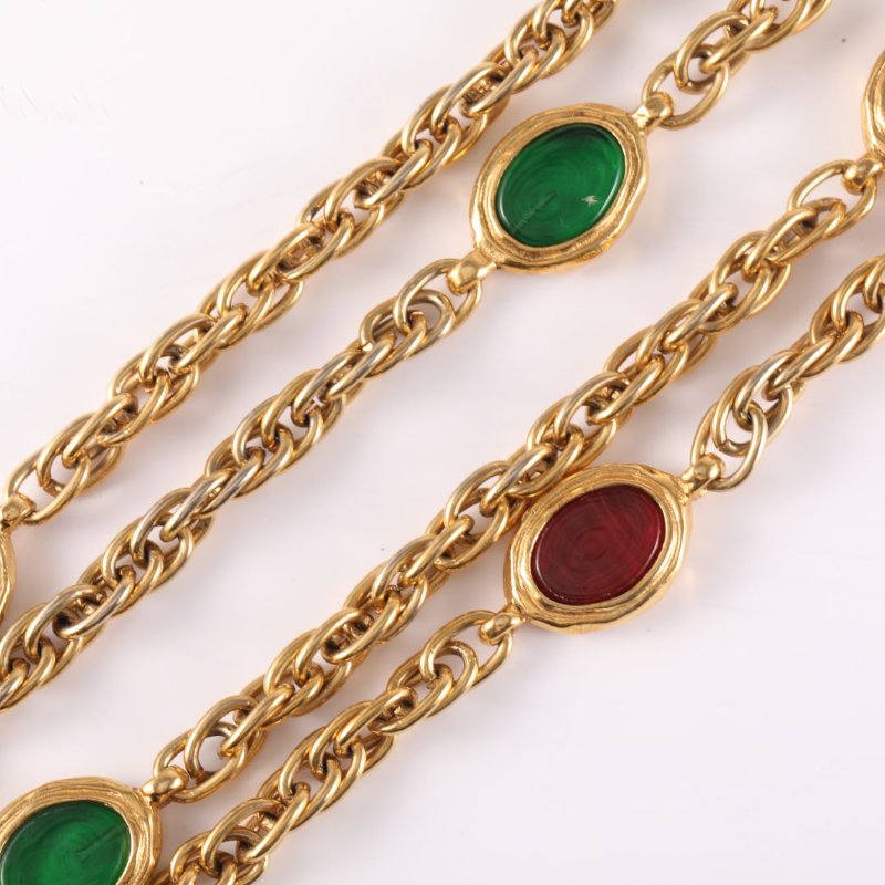 CHANEL 合金93P中古彩色琉璃印章項鏈項鍊-3