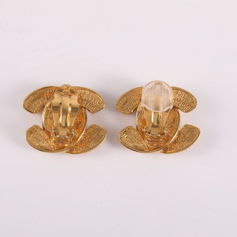 CHANEL 合金中古大號小鳥耳夾耳環-3