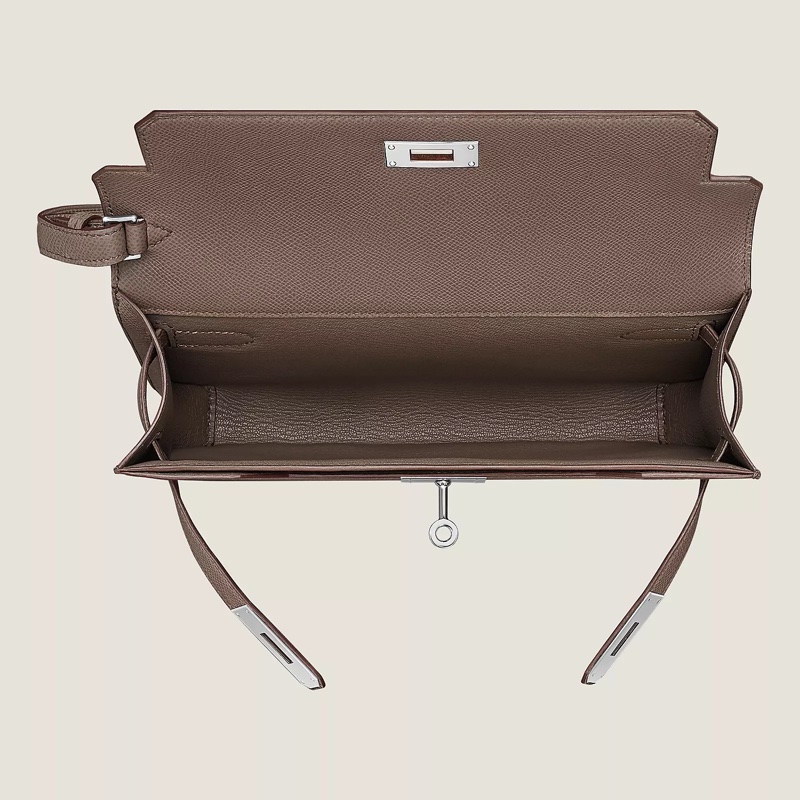 （年末降價衝評價檔期後回調288888） Hermes Kelly Depeches 銀釦 手拿包(大象灰)-2