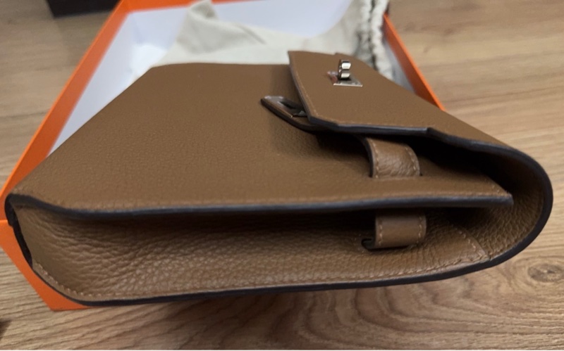 （年末降價衝評價檔期後回調288888） Hermes Kelly Depeches 銀釦 手拿包(大象灰)-8