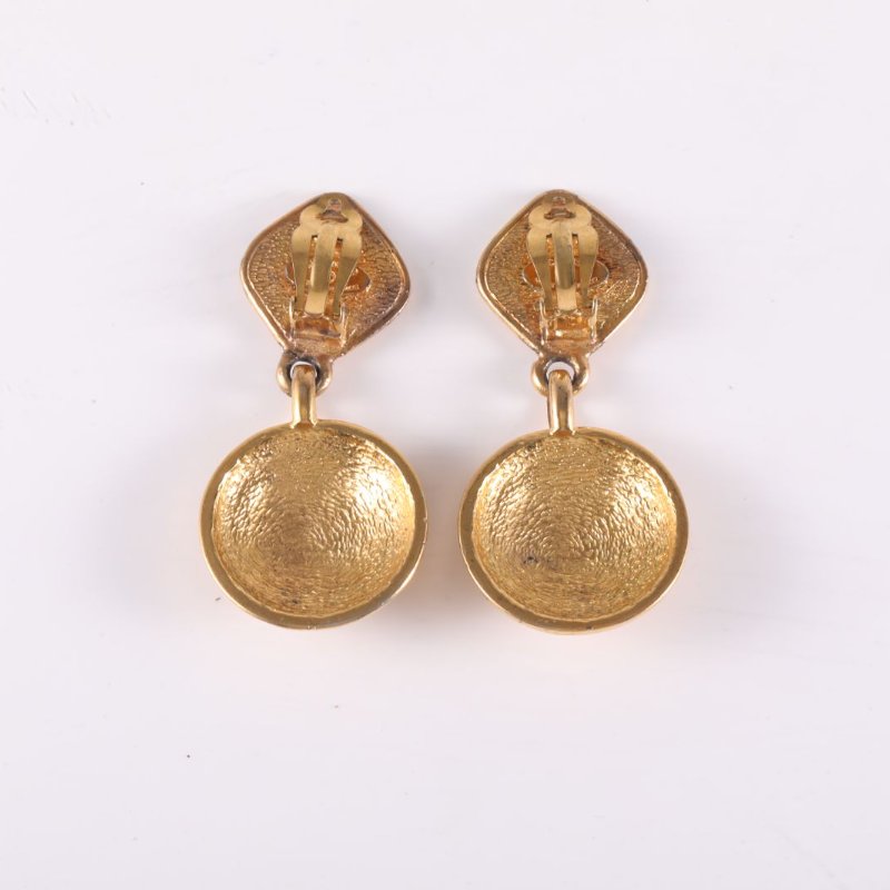 CHANEL 合金中古長款小鳥掃肩耳夾耳環-3