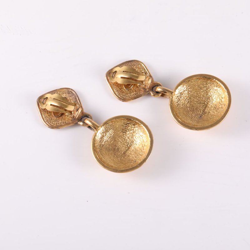 CHANEL 合金中古長款小鳥掃肩耳夾耳環-4