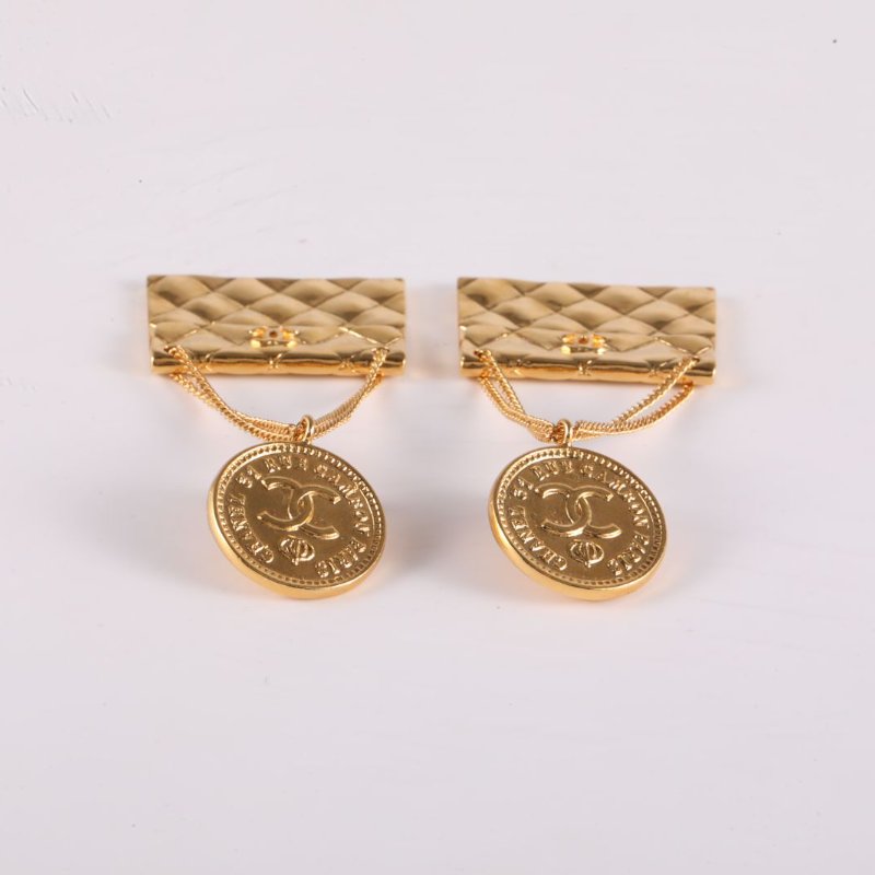 CHANEL 合金中古CF包包吊墜耳夾耳環-2