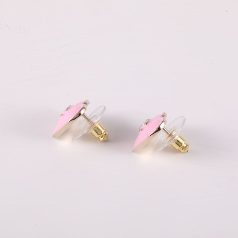 CHANEL 合金樹脂25B粉色愛心耳環/耳環-1