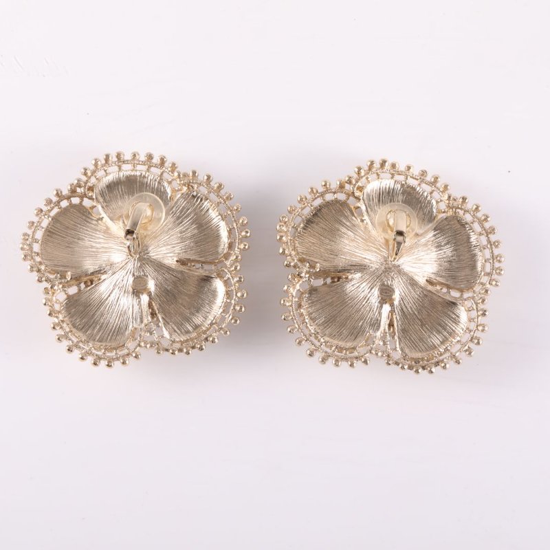 CHANEL 合金23K山茶花耳夾耳環耳環-3