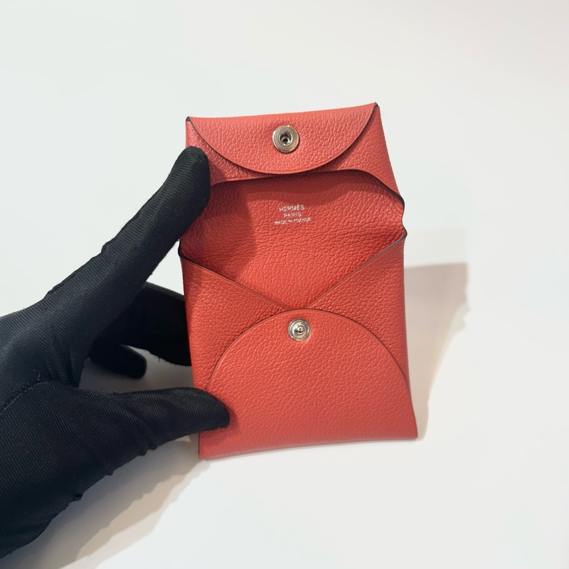 Hermes 9T火焰橘EPSOM皮Bastia零錢包-4