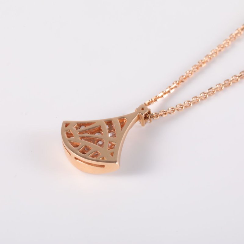 BVLGARI DIVASDREAM18K滿鑽扇子小號18K玫瑰金/鑽石項鏈玫瑰金18K滿鑽扇子項鍊-2