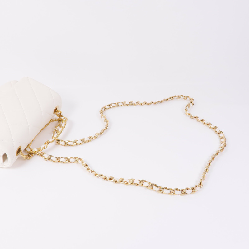 CHANEL 牛皮皮革Chain Shoulder Bag銀扣鏈帶肩背袋-9