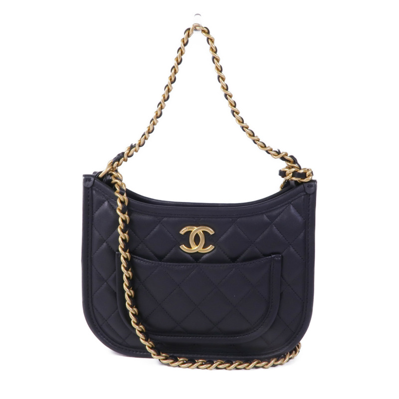 CHANEL 羊皮皮革2way Shoulder Bag金扣手挽肩背兩用袋-0