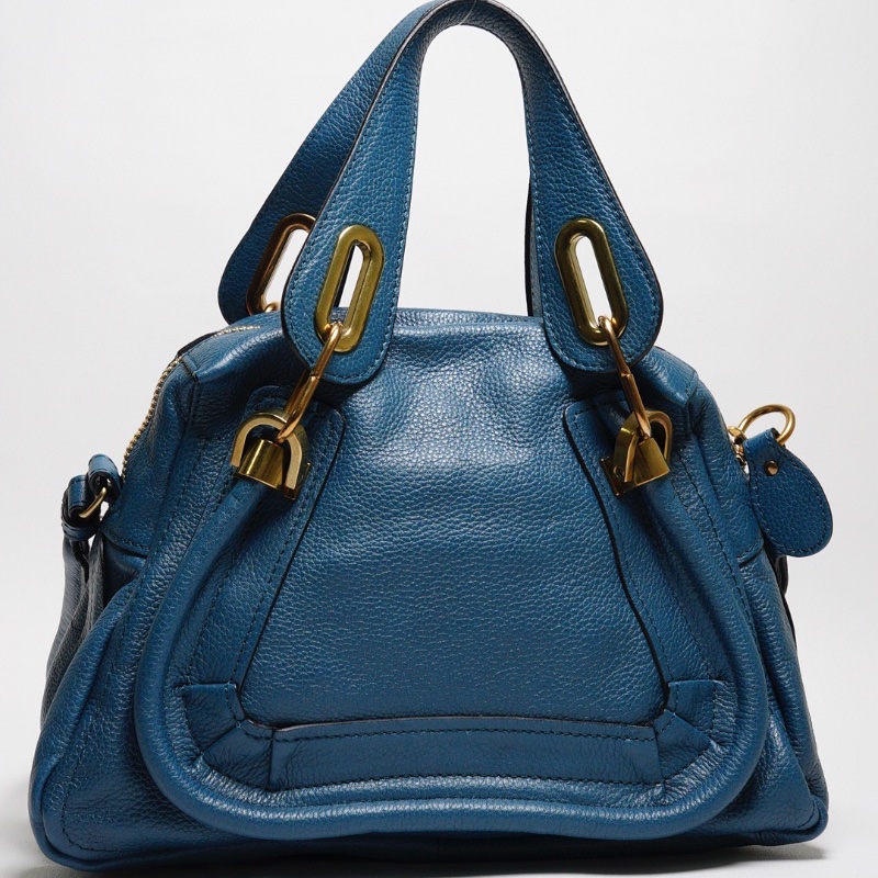 CHLOE  PARATY 小型牛皮手提包 土耳其藍-0