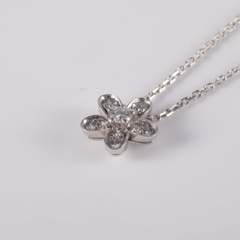 Van Cleef & Arpels 18K白金鑽石白金Socrate系列花朵滿鑽項鏈18K/18K/項鍊-1