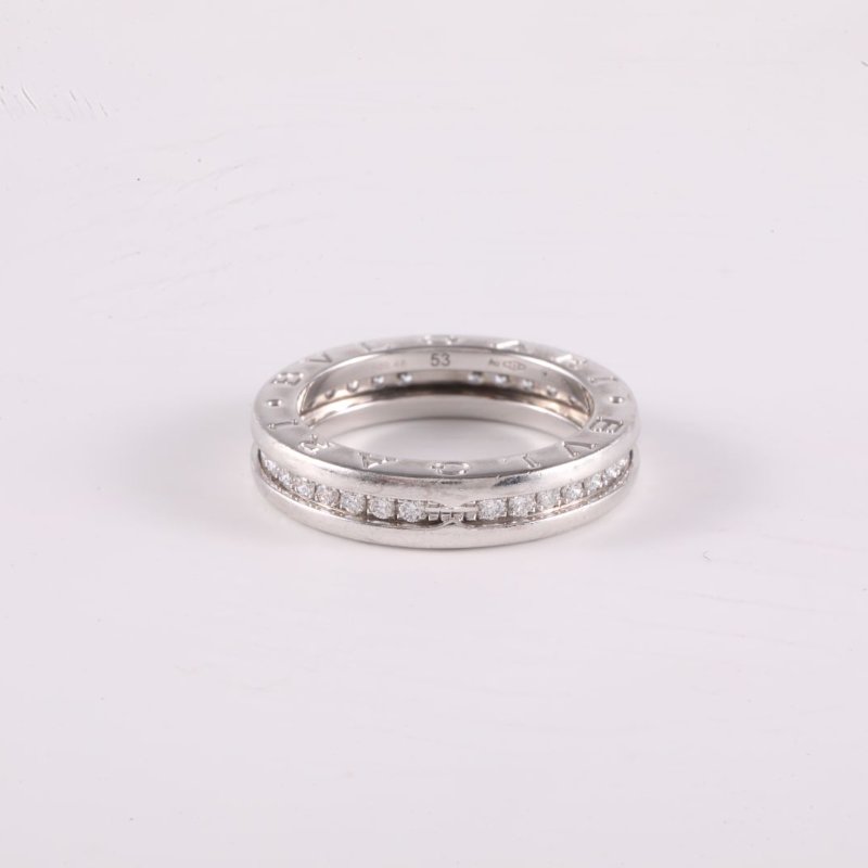 BVLGARI B.ZERO1彈簧戒指單圈鑽18K白金/鑽石53白金戒指-3